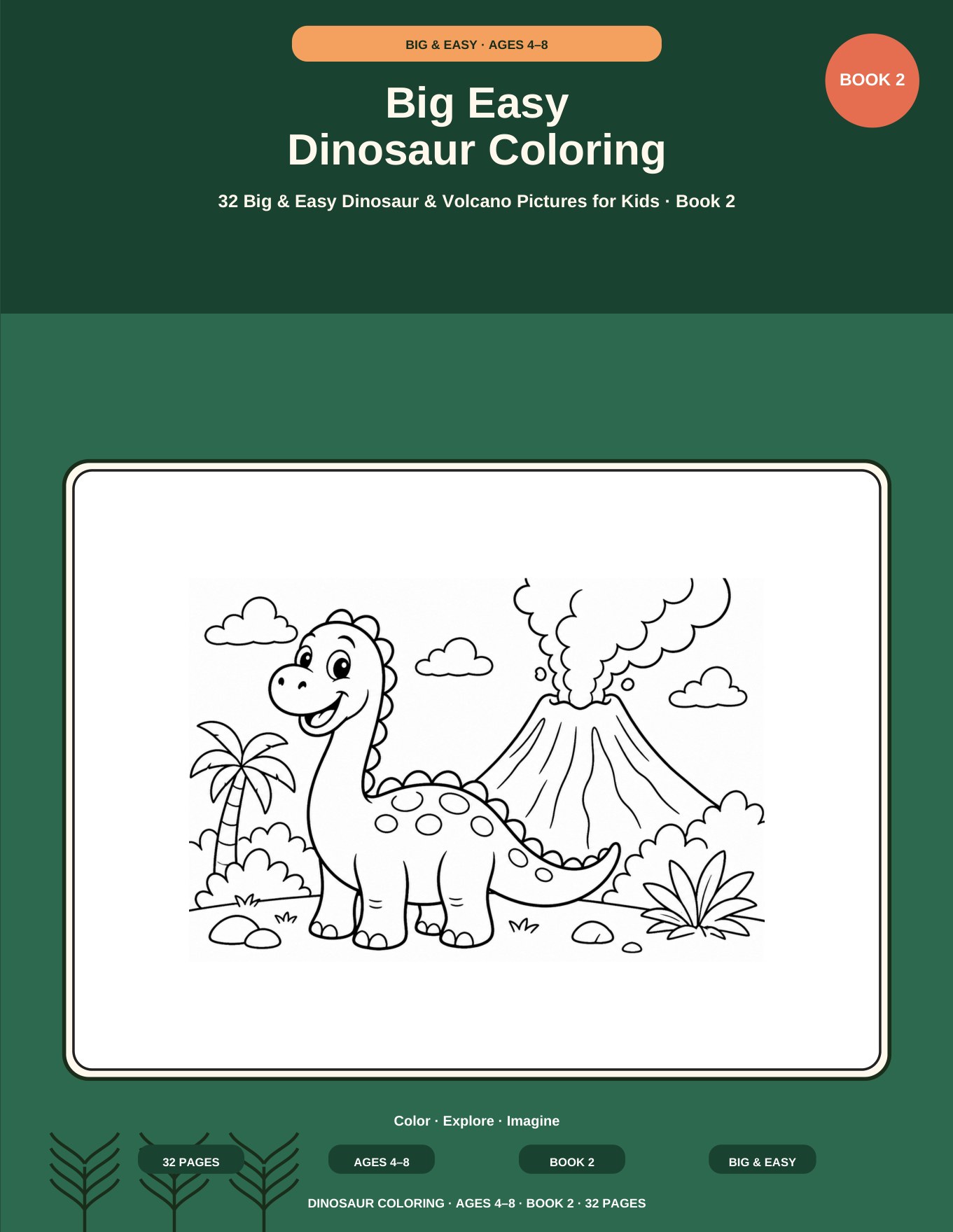Cover of Big Easy Dinosaur Coloring — Book 2