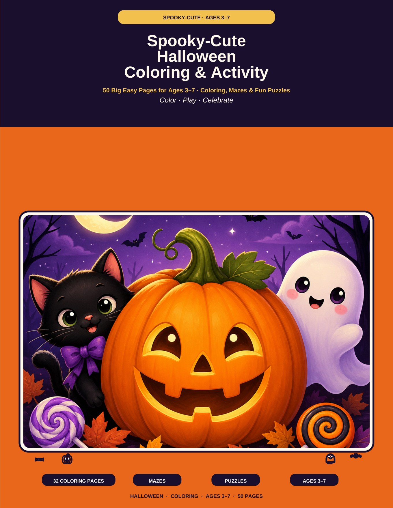 Cover of Spooky-Cute Halloween Coloring & Activity Book