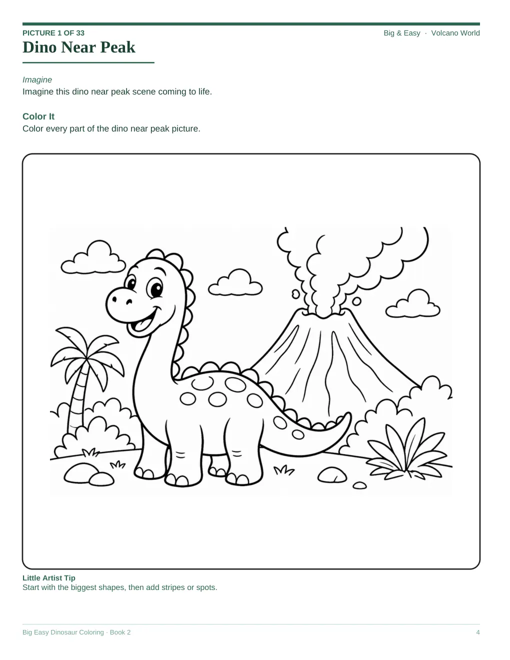 Interior sample 1 from Big Easy Dinosaur Coloring — Book 2