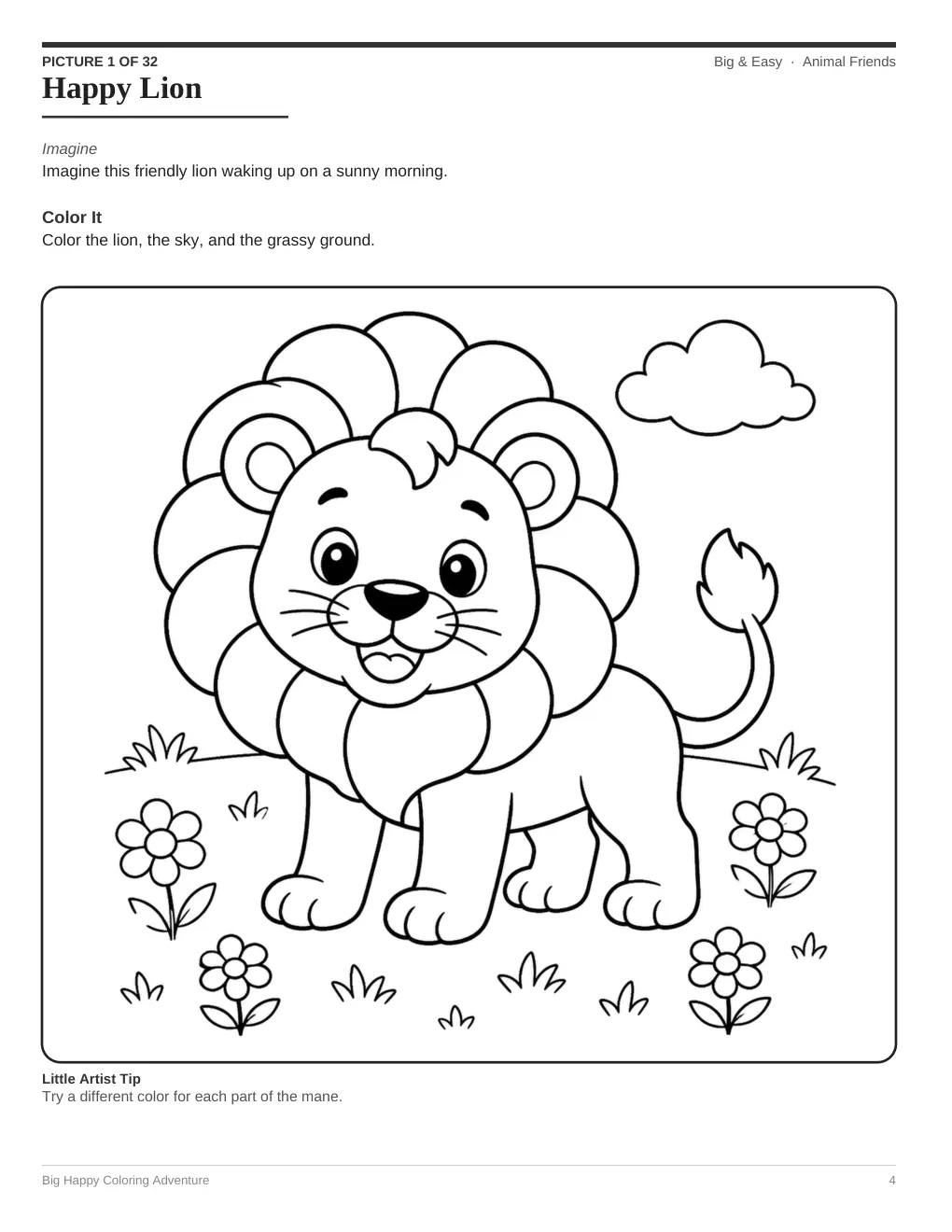 Interior sample 1 from Big Happy Coloring Adventure
